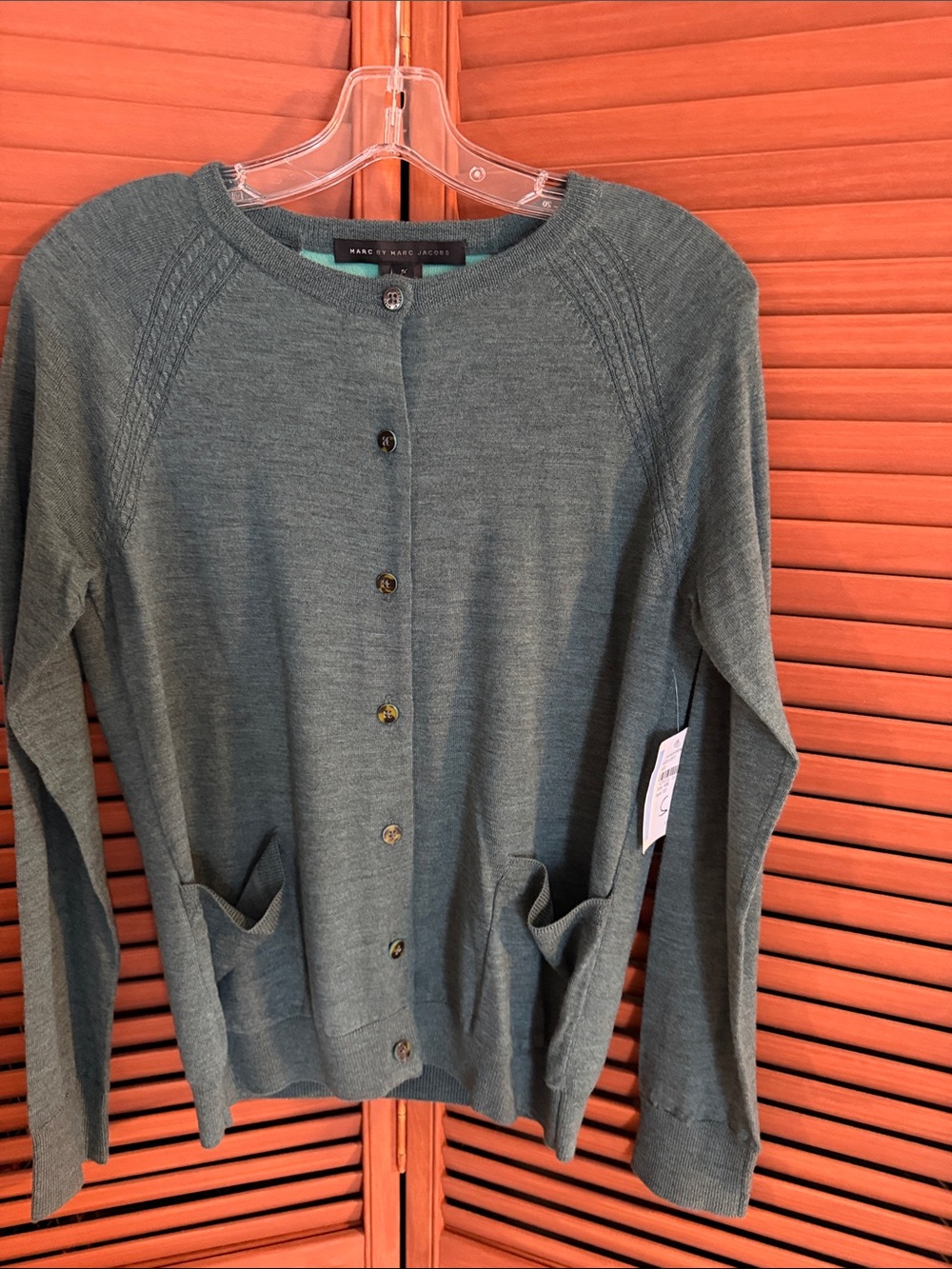 Marc by Marc Jacobs Teal Green Button-Up Pocket Cardigan NWT SZS